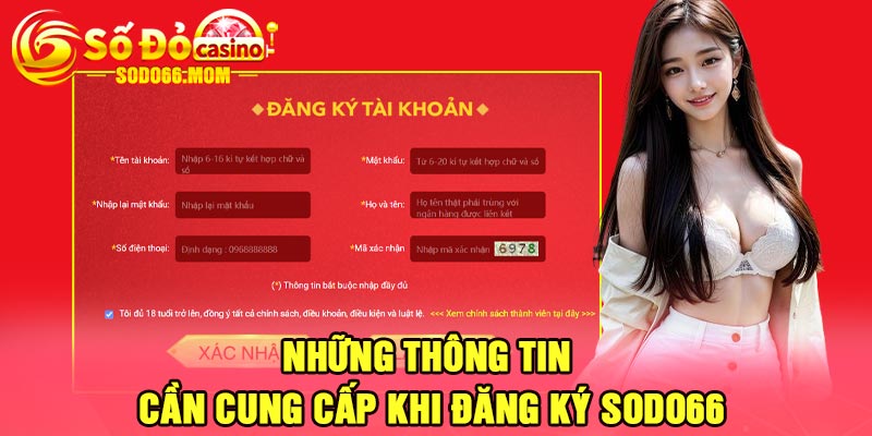 Những thông tin cần cung cấp khi đăng ký Sodo66